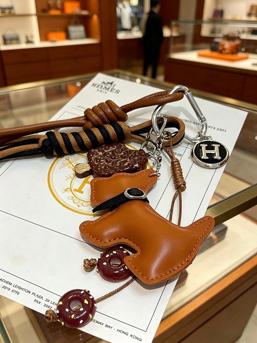 Hermès Tan Leather Horse-Charm Keychain - album image 4