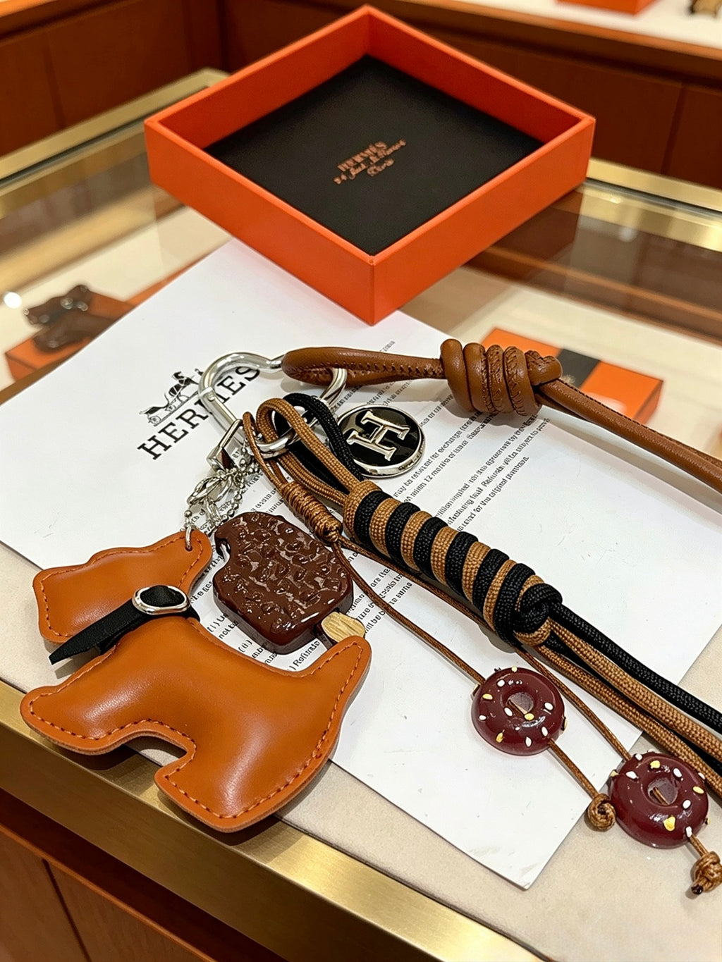 Hermès Tan Leather Horse-Charm Keychain - album image 6