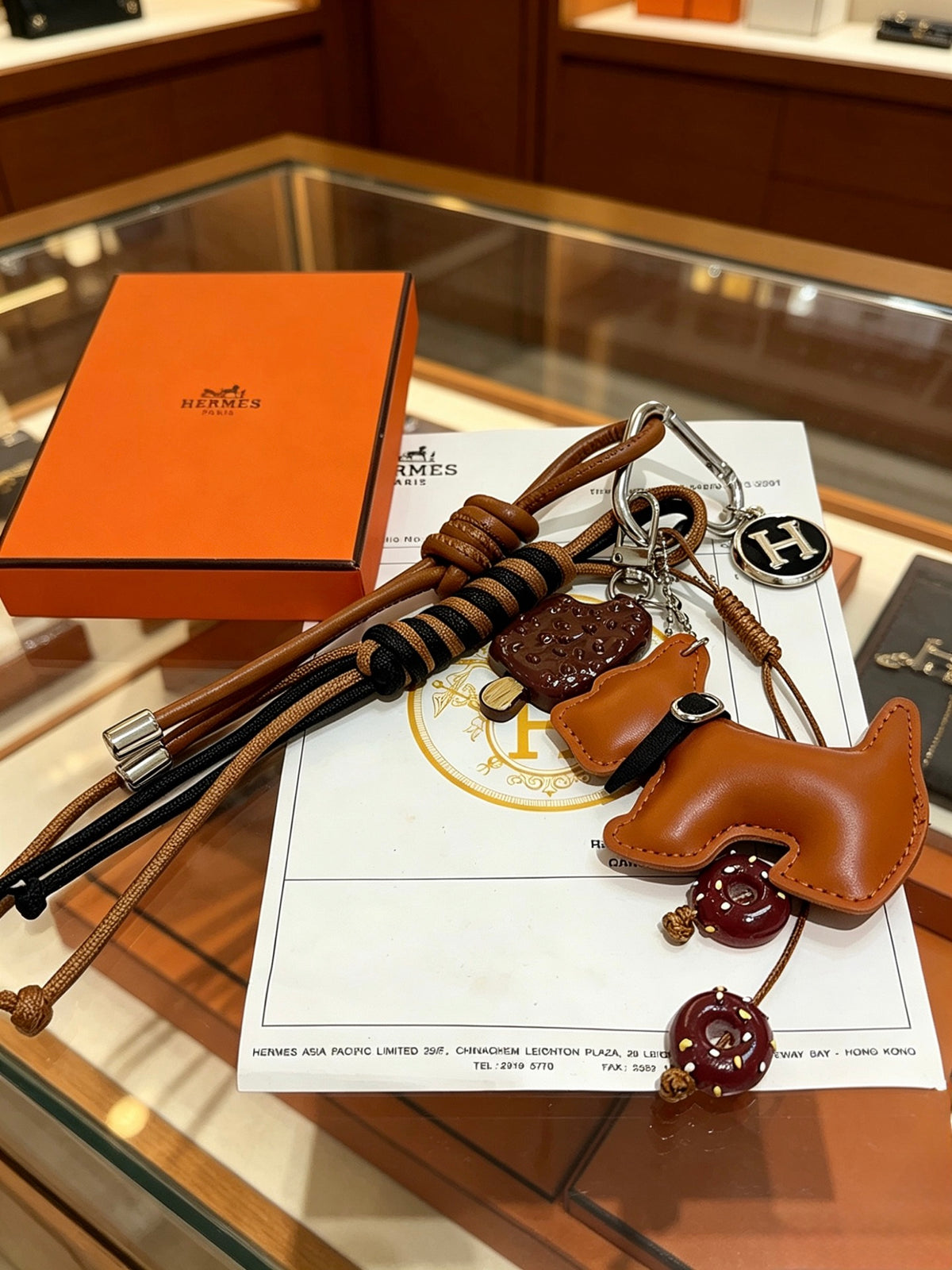 Hermès Tan Leather Horse-Charm Keychain - album image 3