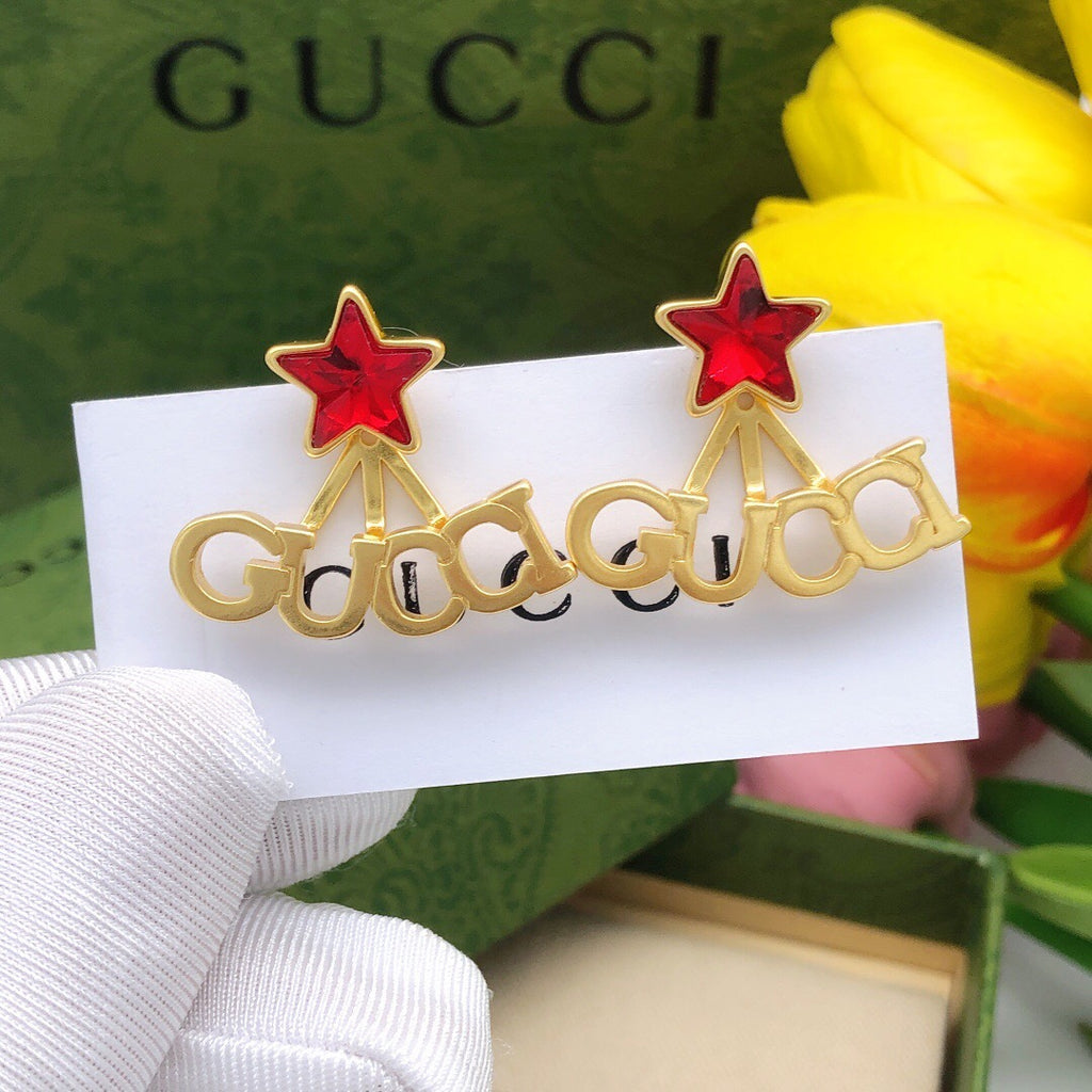 Gucci Red Star Crystal Accent Earrings - album image 1