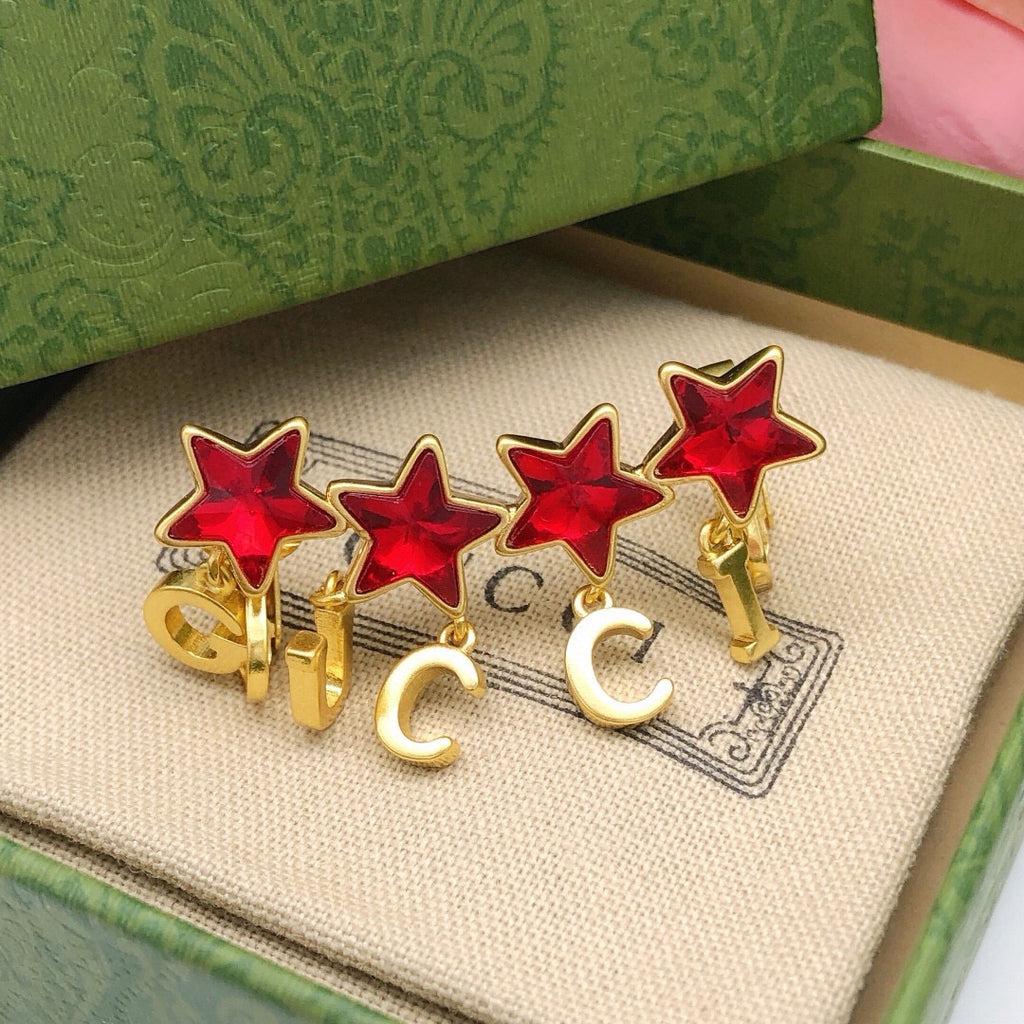 Gucci Red Star Crystal Accent Earrings - album image 3