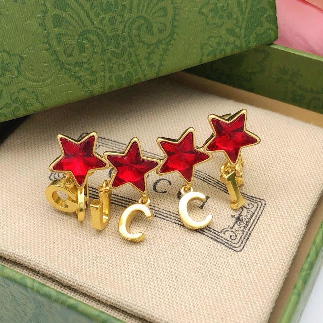 Gucci Red Star Crystal Accent Earrings - album image 3