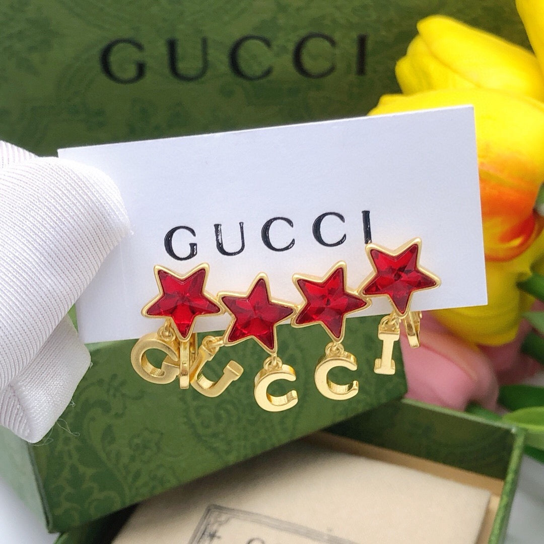 Gucci Red Star Crystal Accent Earrings - album image 1
