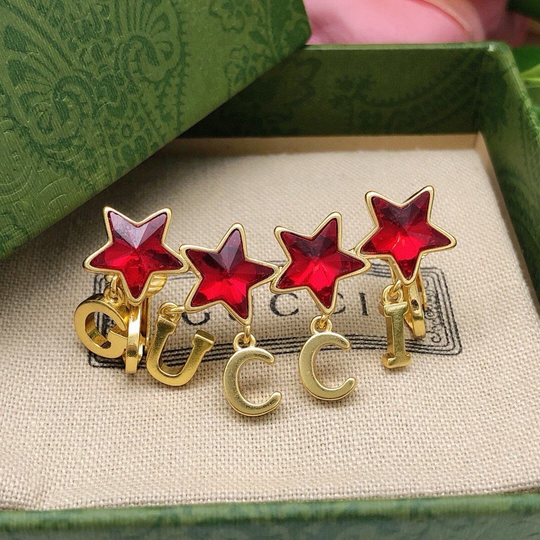 Gucci Red Star Crystal Accent Earrings - album image 2