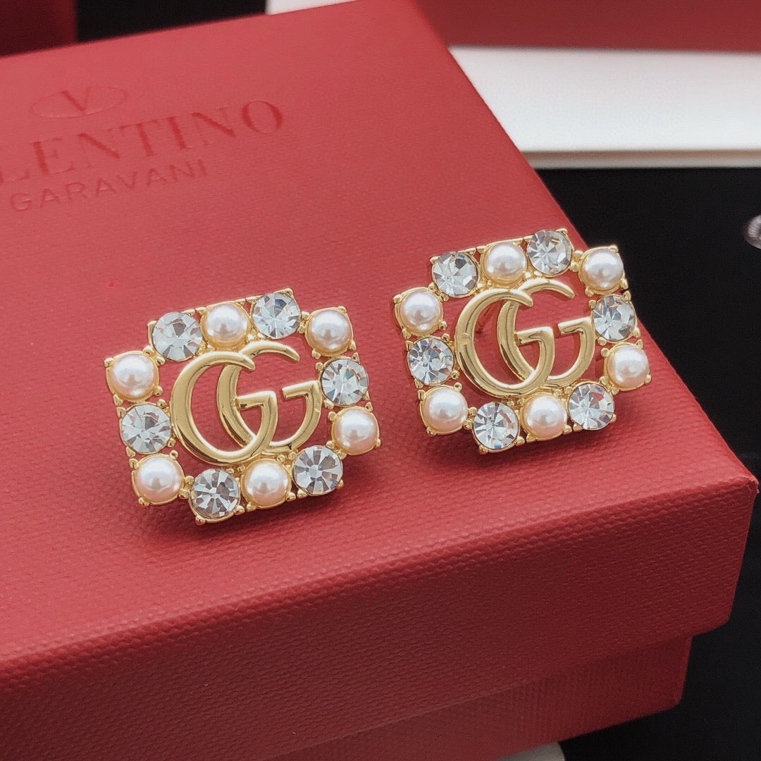 Gucci Pearl Square Crystal Accent Earrings - album image 5