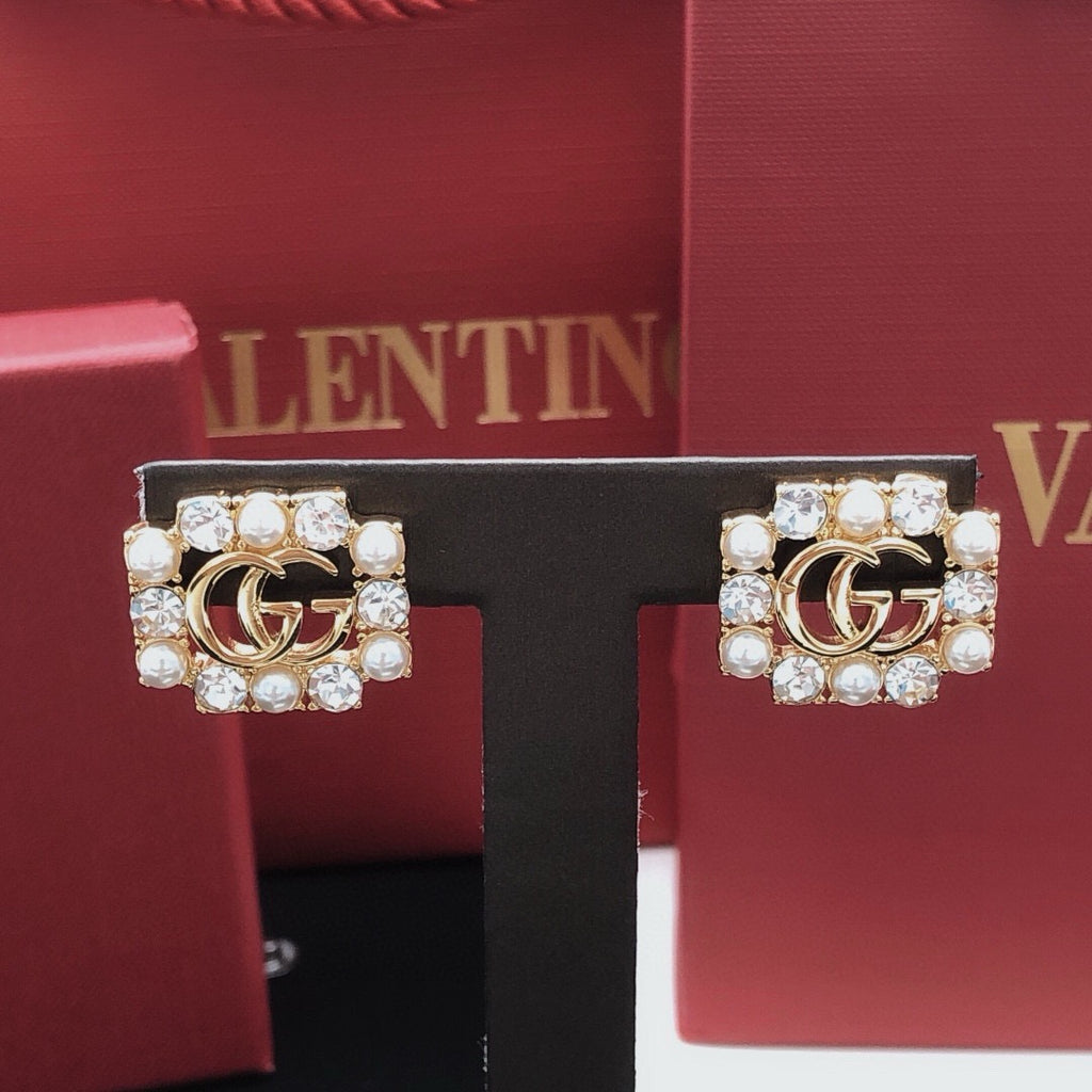 Gucci Pearl Square Crystal Accent Earrings - album image 8