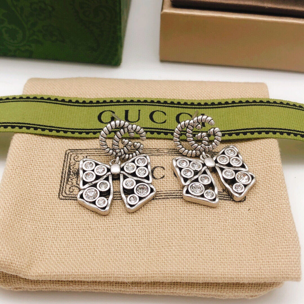 Gucci Interlocking G Bow Butterfly Silver-Tone Gold-Tone Earrings - album image 2