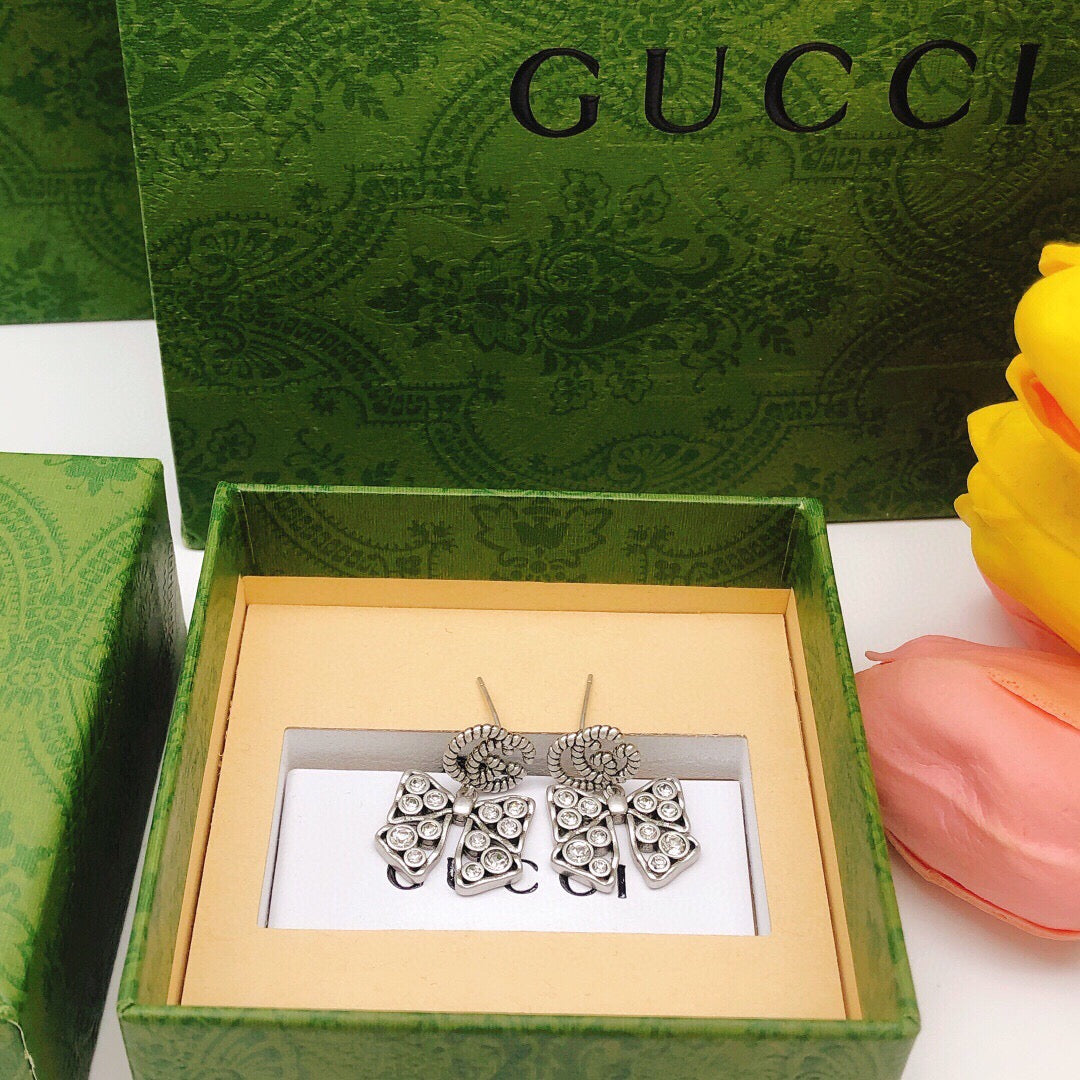 Gucci Interlocking G Bow Butterfly Silver-Tone Gold-Tone Earrings - album image 4