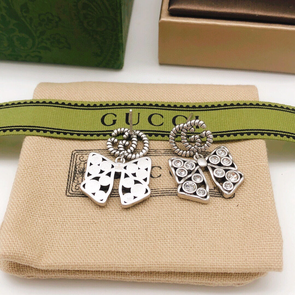 Gucci Interlocking G Bow Butterfly Silver-Tone Gold-Tone Earrings - album image 3