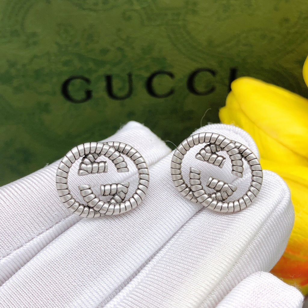 Gucci Interlocking G Silver-Tone Twisted Stud Earrings - album image 3