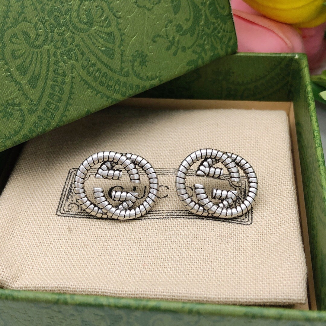 Gucci Interlocking G Silver-Tone Twisted Stud Earrings - album image 5
