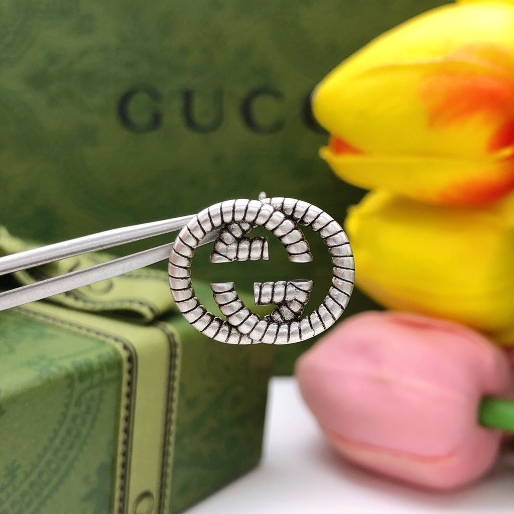 Gucci Interlocking G Silver-Tone Twisted Stud Earrings - album image 6
