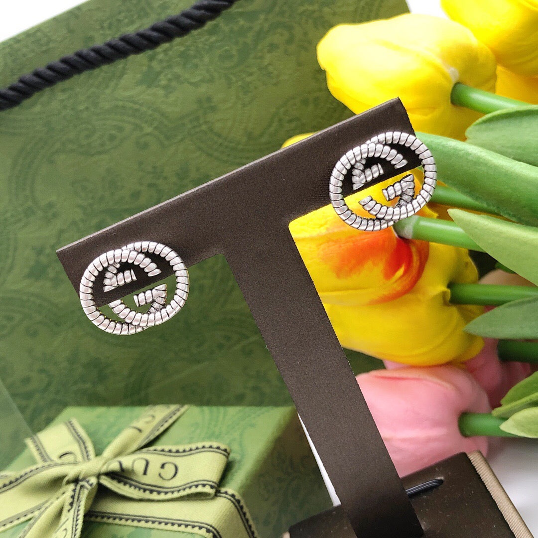 Gucci Interlocking G Silver-Tone Twisted Stud Earrings - album image 7
