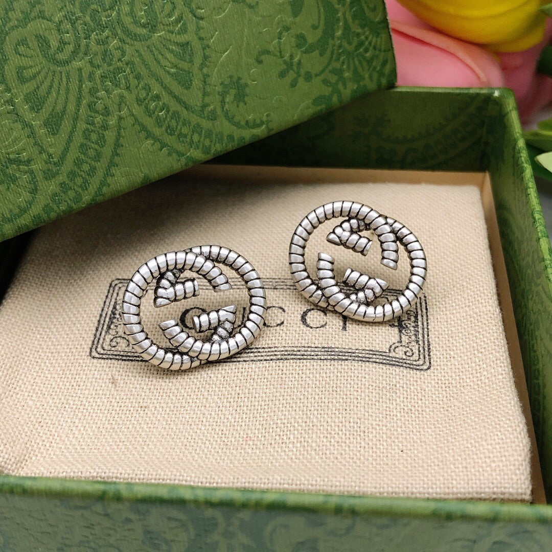 Gucci Interlocking G Silver-Tone Twisted Stud Earrings - album image 4