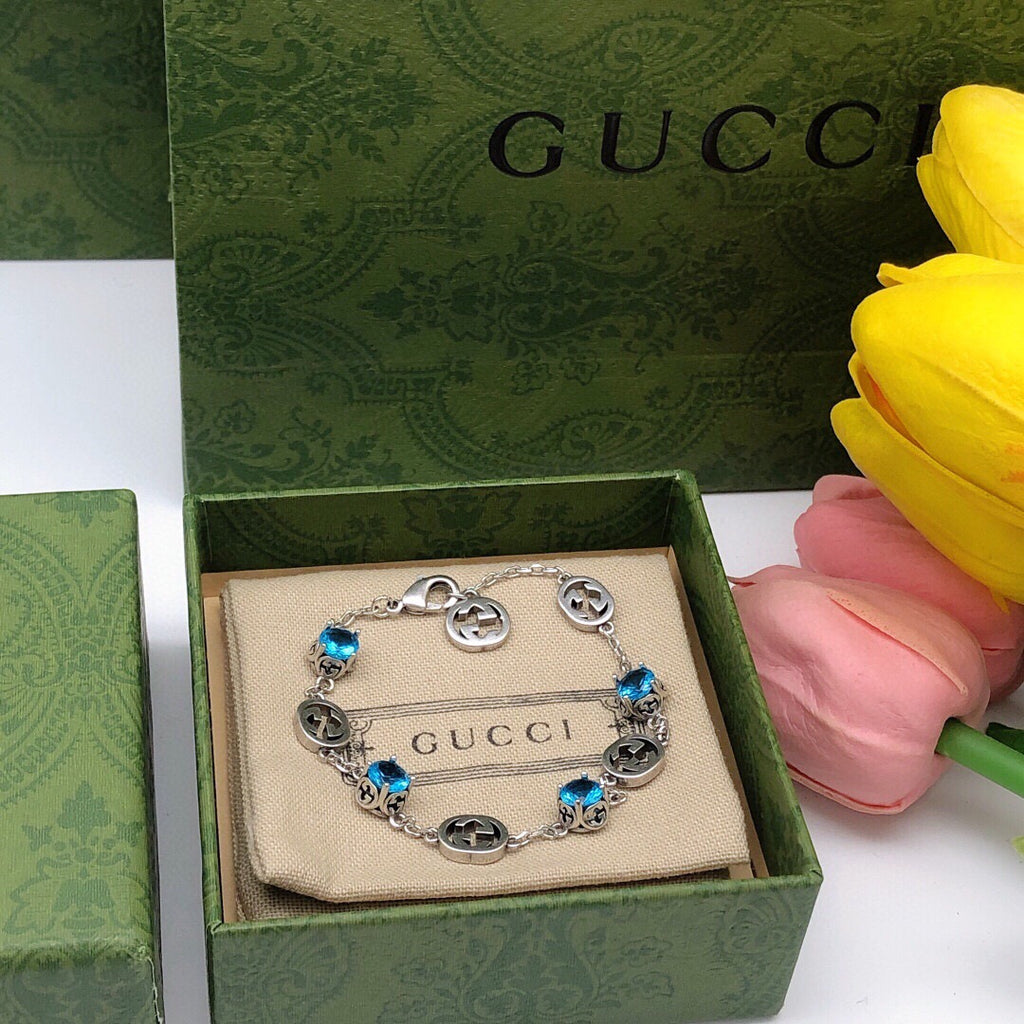 Gucci Silver-Tone Blue Crystal and G Charm Bracelet - album image 4