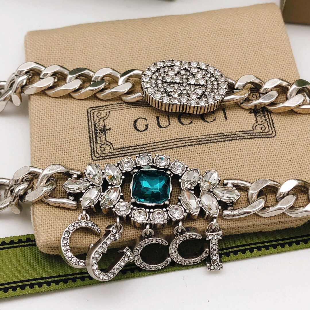 Gucci Interlocking G Blue Marquise Crystal Accent Necklace - album image 8