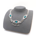 Gucci Interlocking G Blue Marquise Crystal Accent Necklace - album image 1