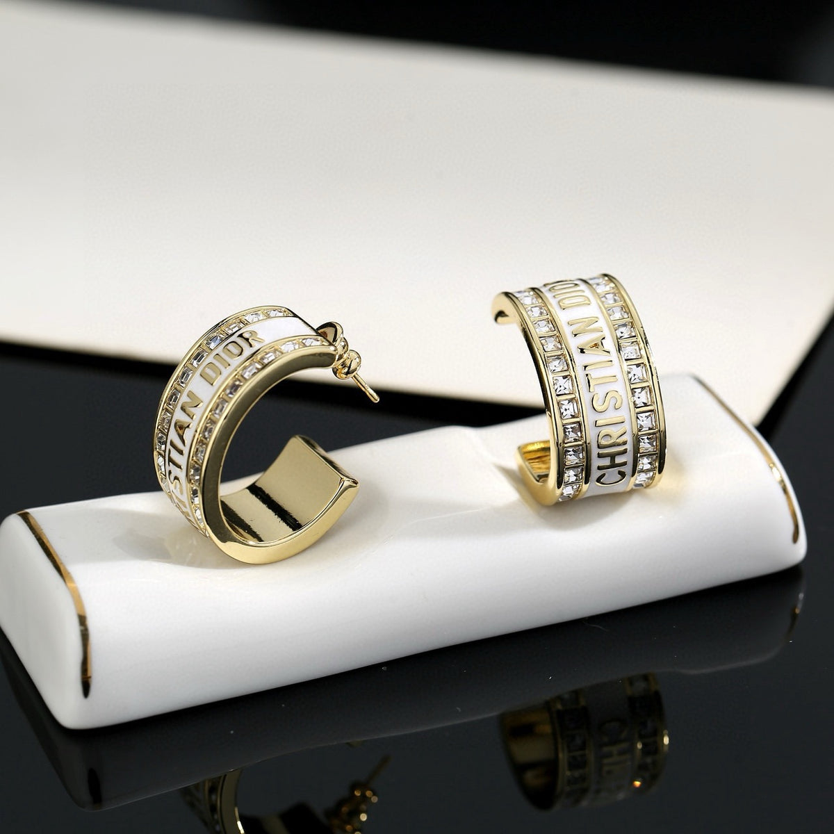 Dior Lettered Crystal Hoop Earrings - product image 7