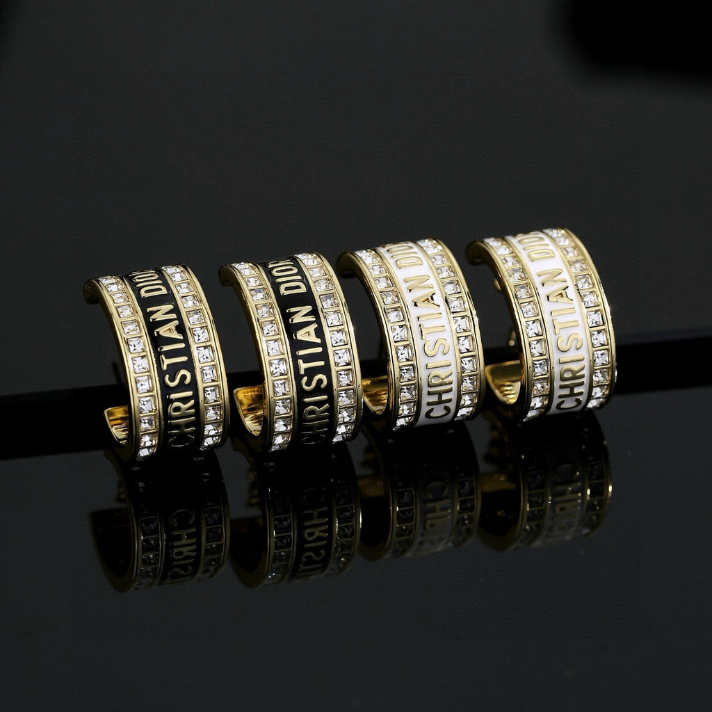 Dior Lettered Crystal Hoop Earrings - product image 1