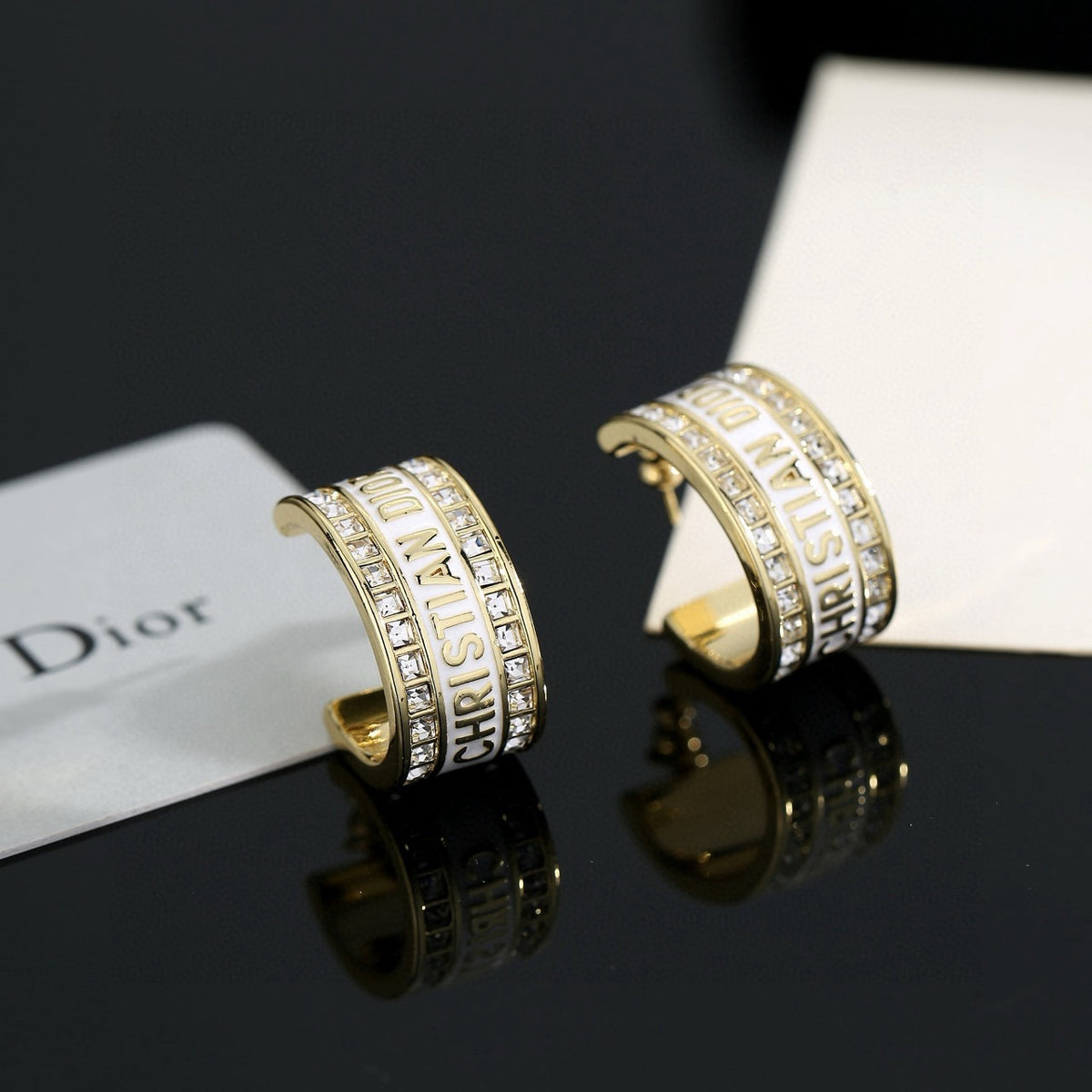 Dior Lettered Crystal Hoop Earrings - product image 8