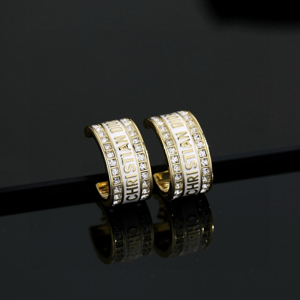 Dior Lettered Crystal Hoop Earrings - product image 2