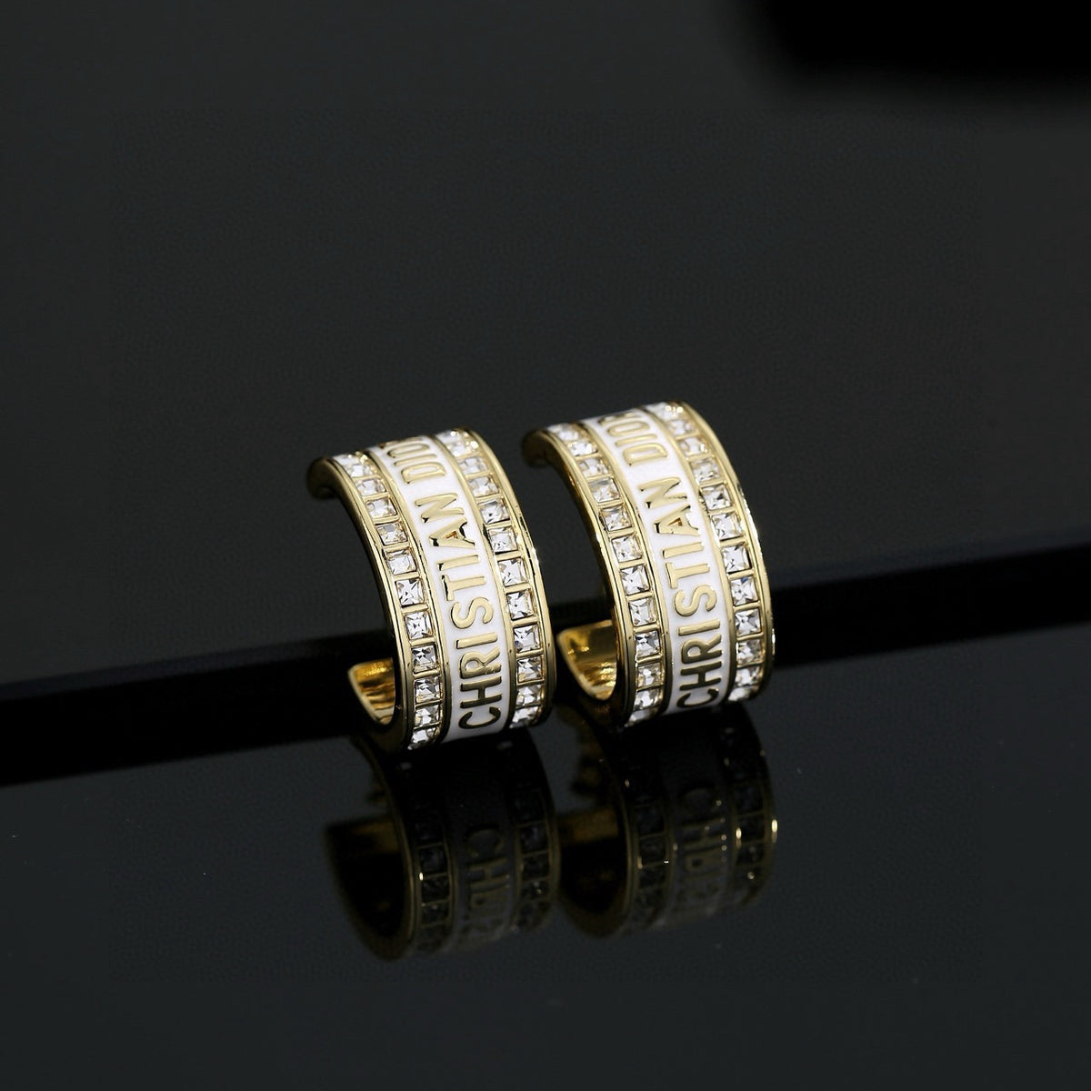 Dior Lettered Crystal Hoop Earrings - product image 2