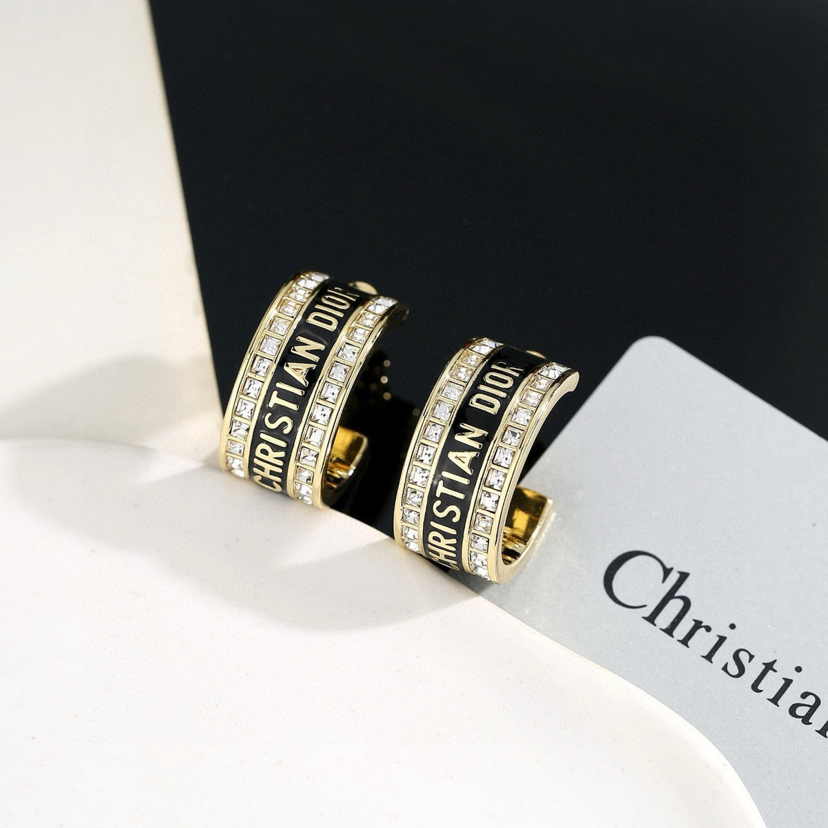 Dior Lettered Crystal Hoop Earrings - product image 6