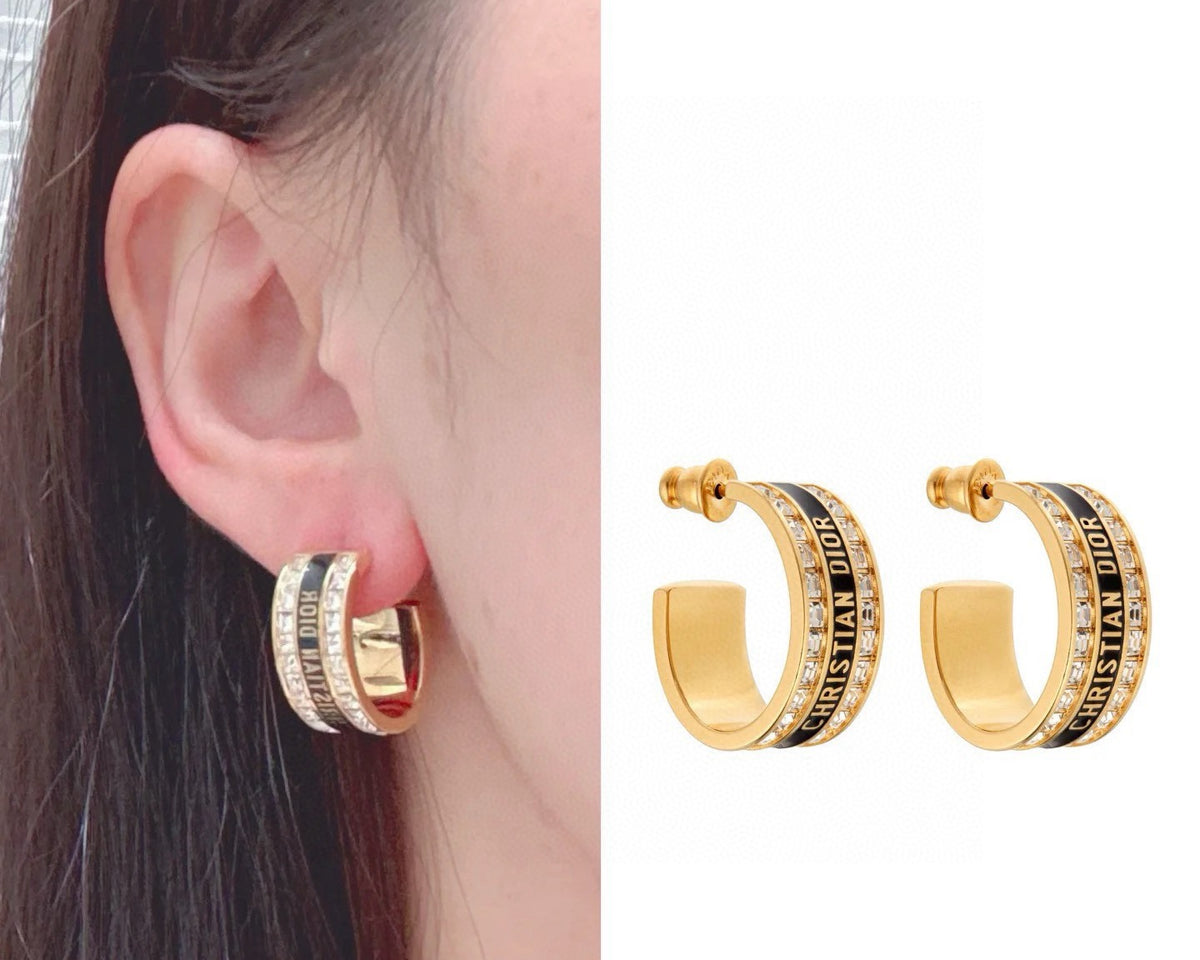 Dior Lettered Crystal Hoop Earrings - product image 5