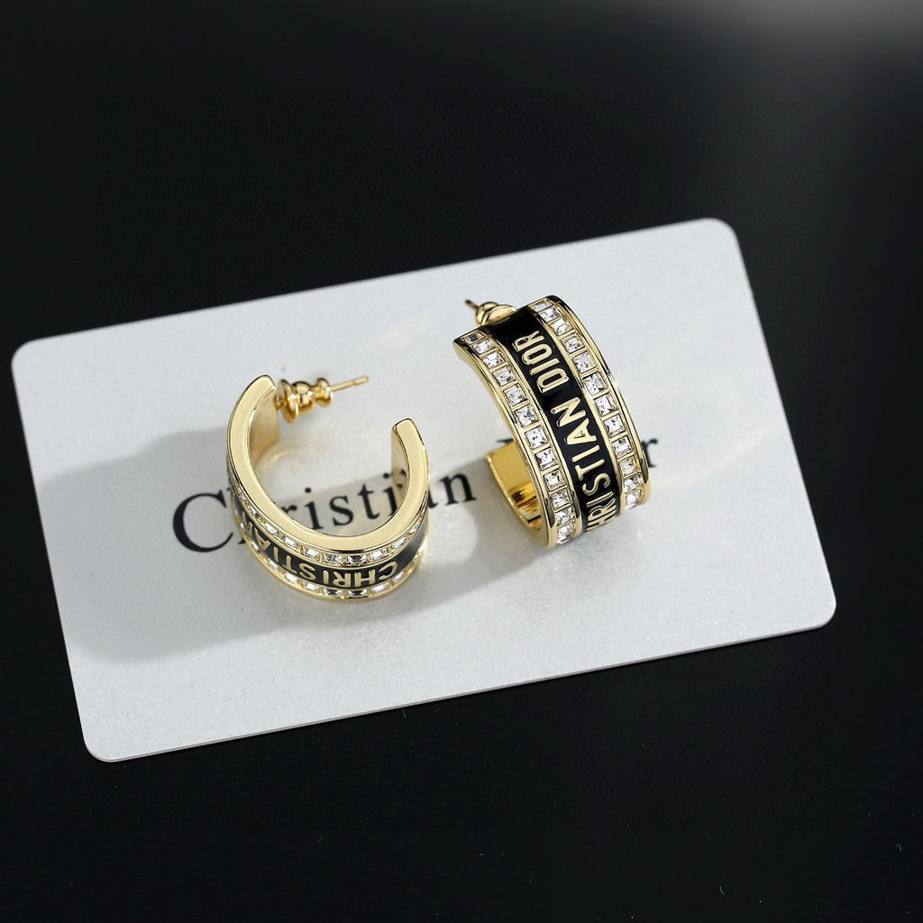 Dior Lettered Crystal Hoop Earrings - product image 3