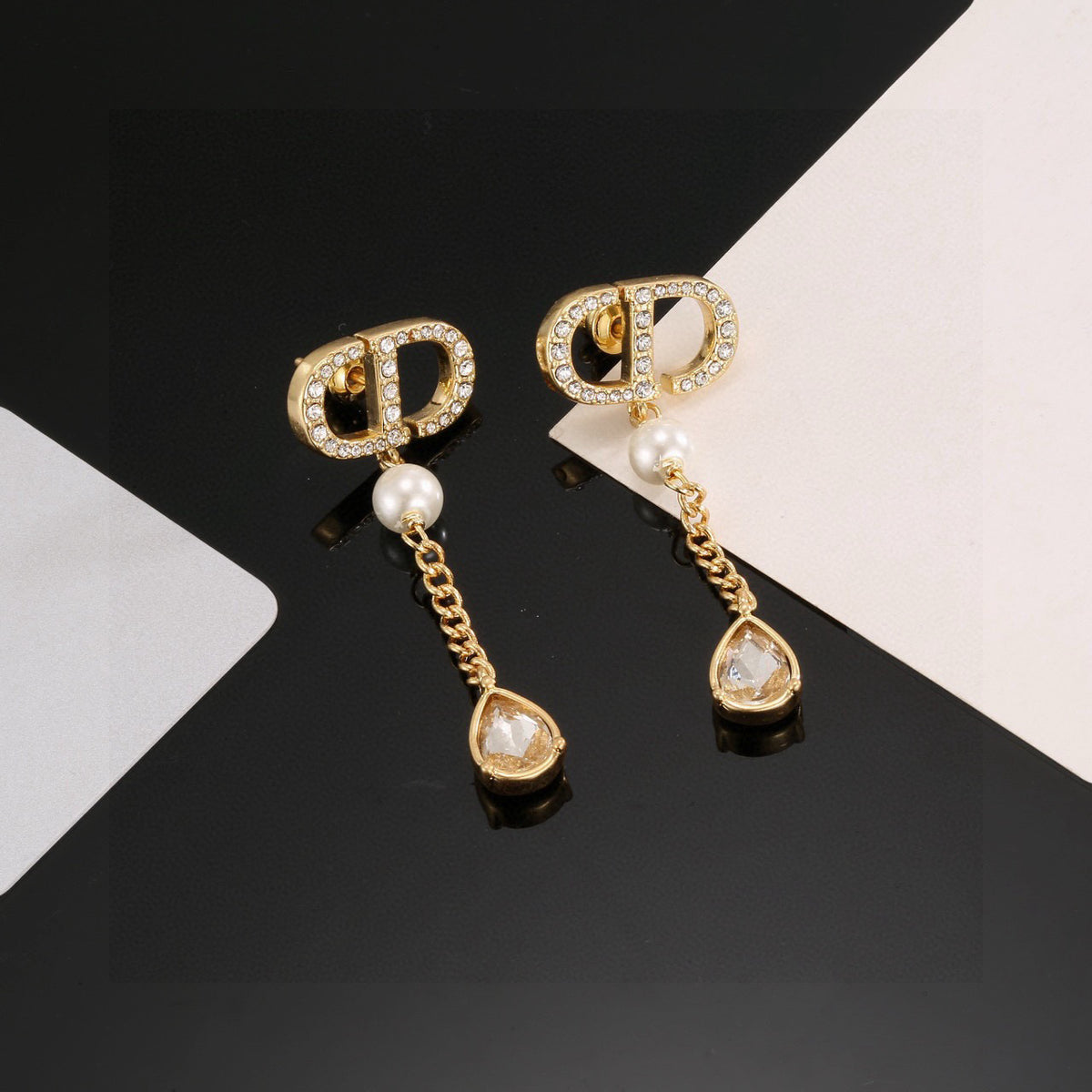Dior CD Long Chain Teardrop Earrings - product image 10