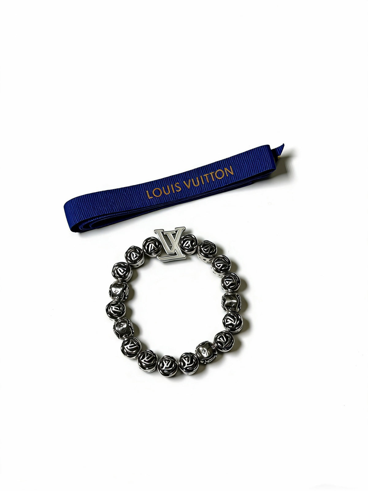 Louis Vuitton Silver-Tone Antiqued Cuban Link Chain Bracelet - album image 5