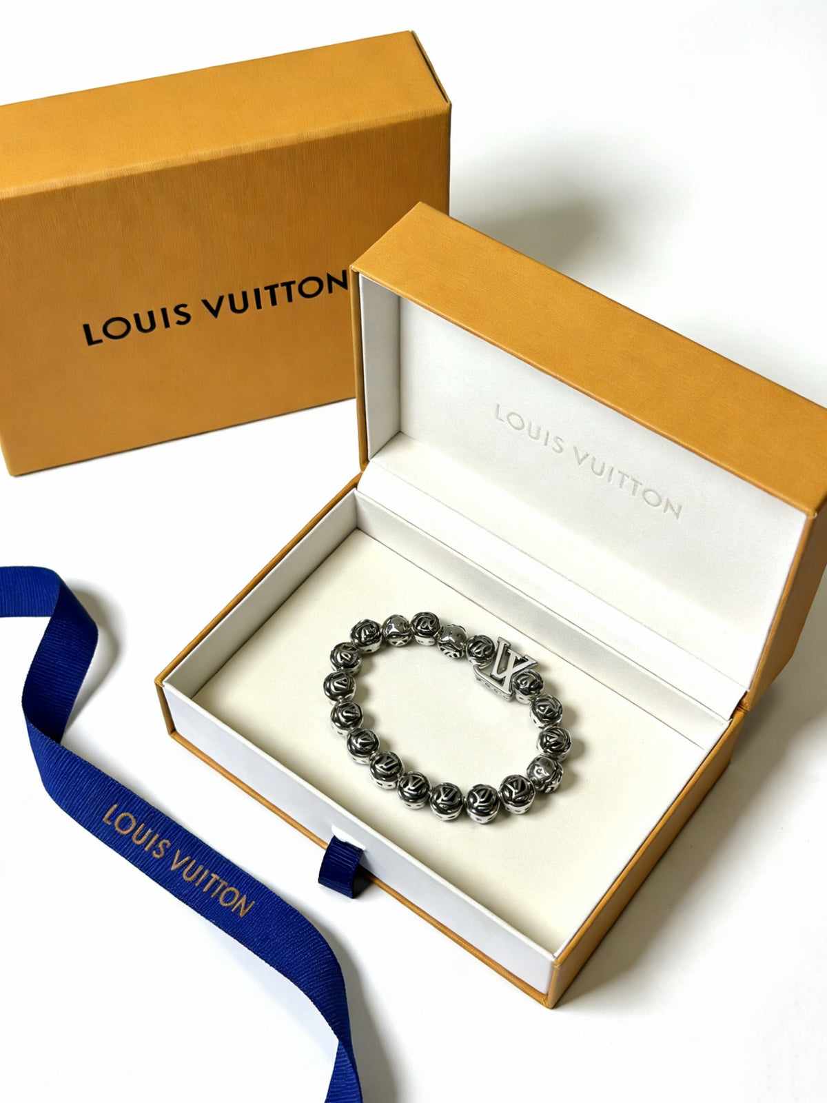 Louis Vuitton Silver-Tone Antiqued Cuban Link Chain Bracelet - album image 3