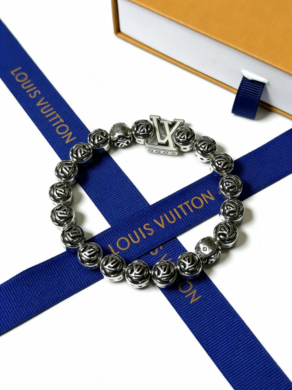 Louis Vuitton Silver-Tone Antiqued Cuban Link Chain Bracelet - album image 1