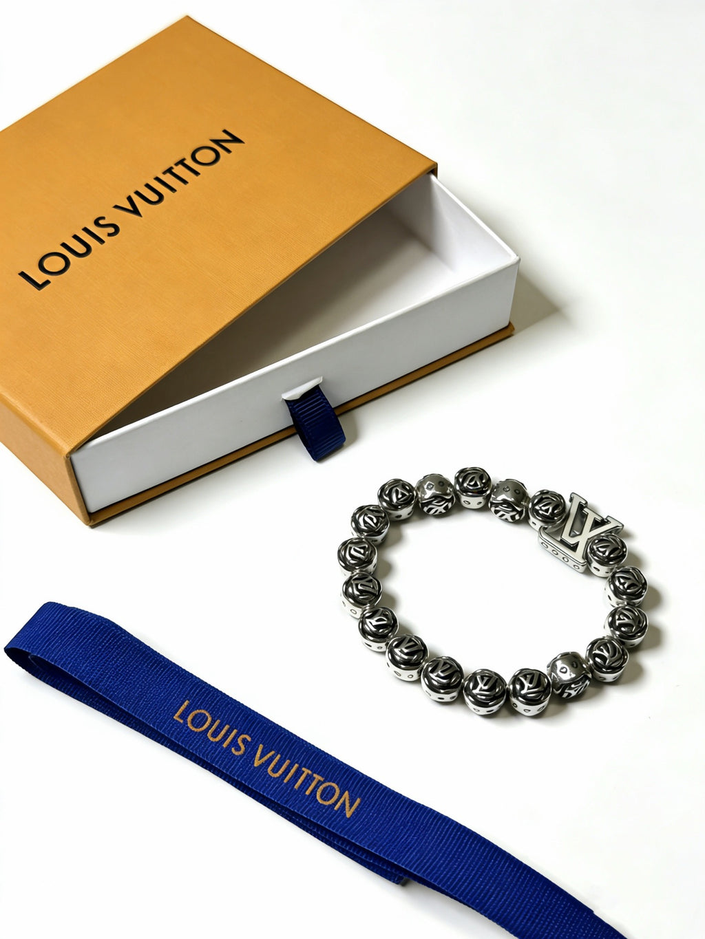 Louis Vuitton Silver-Tone Antiqued Cuban Link Chain Bracelet - album image 6