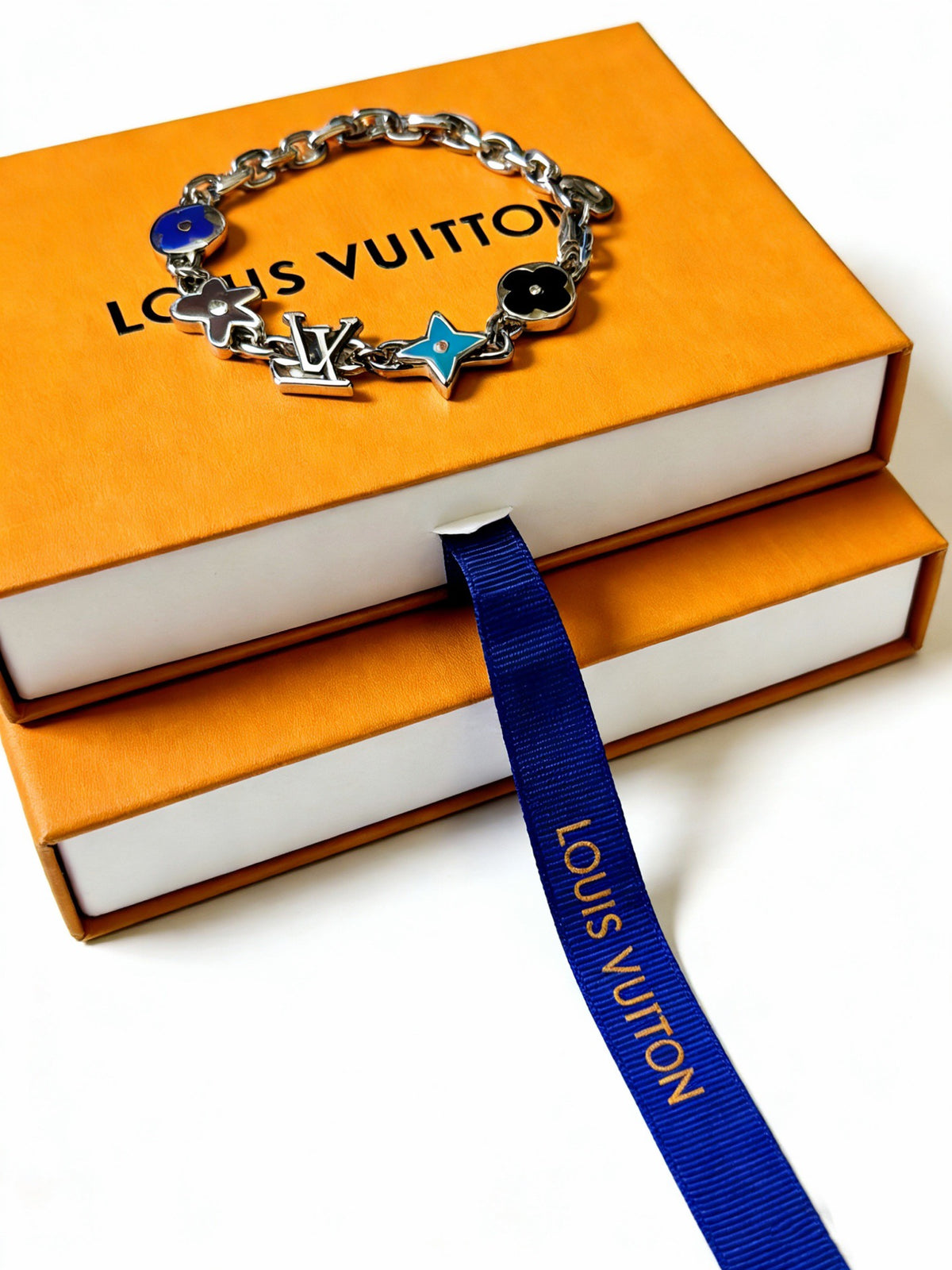 Louis Vuitton Silver-Tone Antiqued Cuban Link Chain Bracelet - album image 7