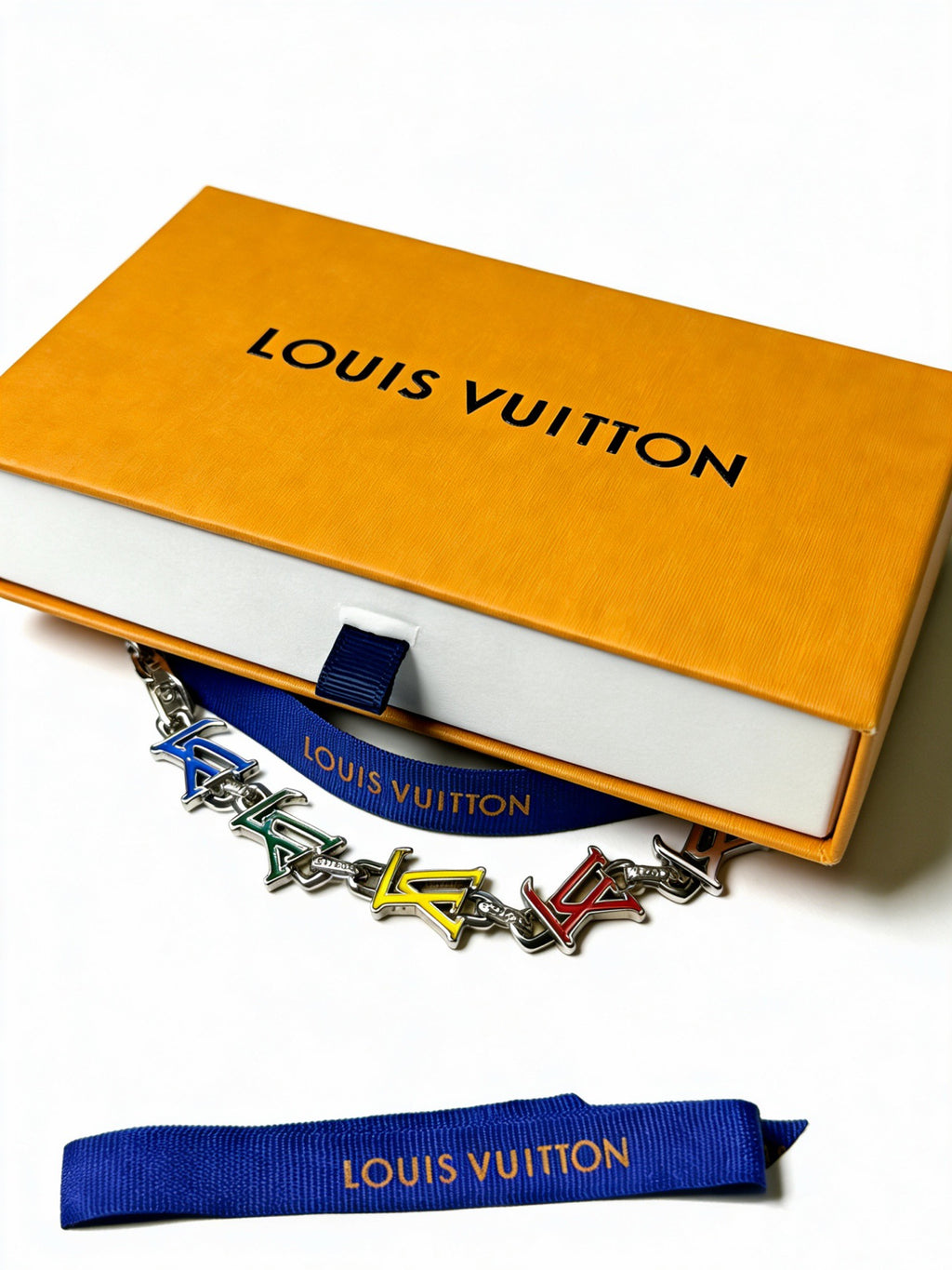 Louis Vuitton Silver-Tone Antiqued Cuban Link Chain Bracelet - album image 6