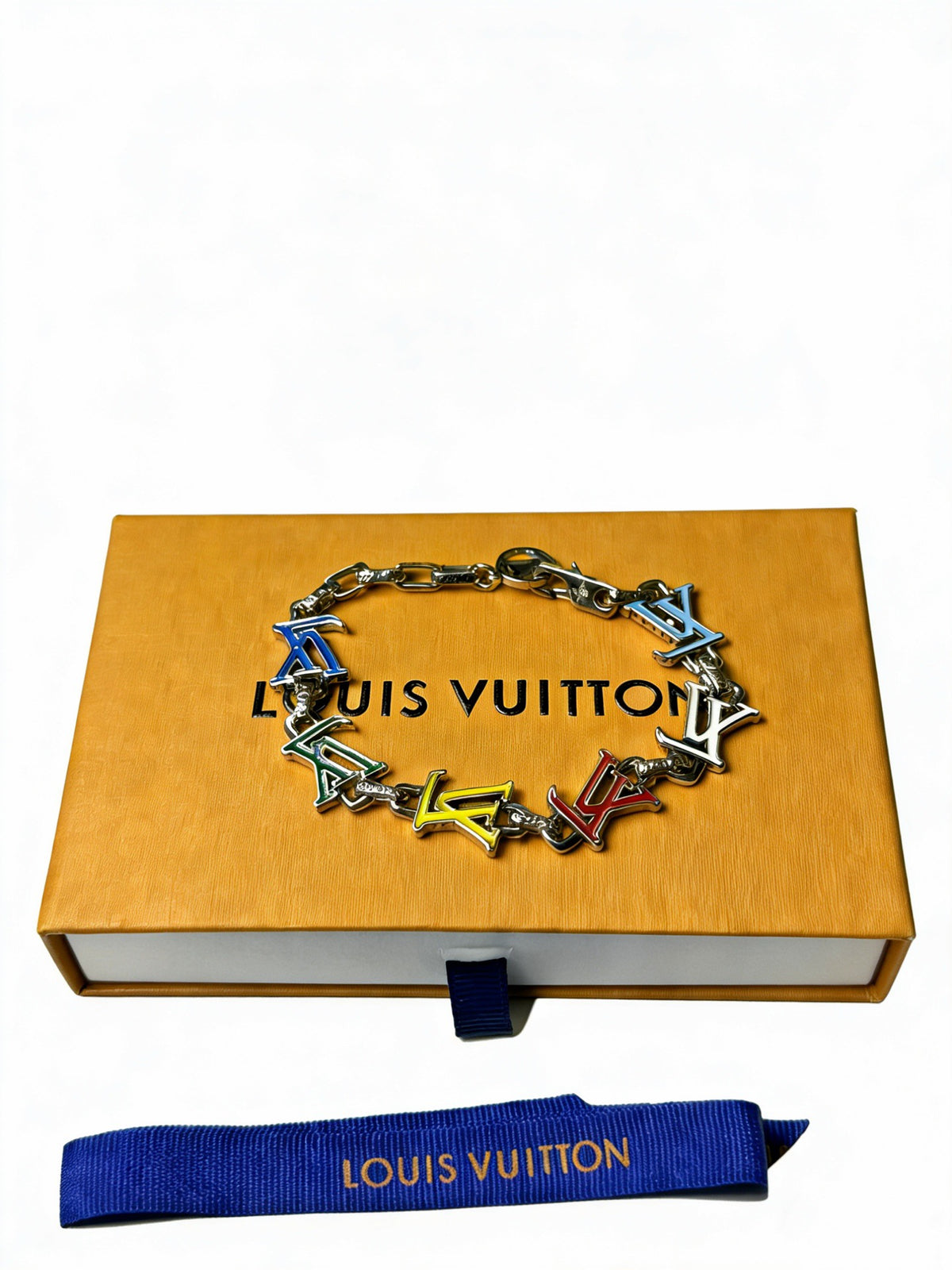 Louis Vuitton Silver-Tone Antiqued Cuban Link Chain Bracelet - album image 7