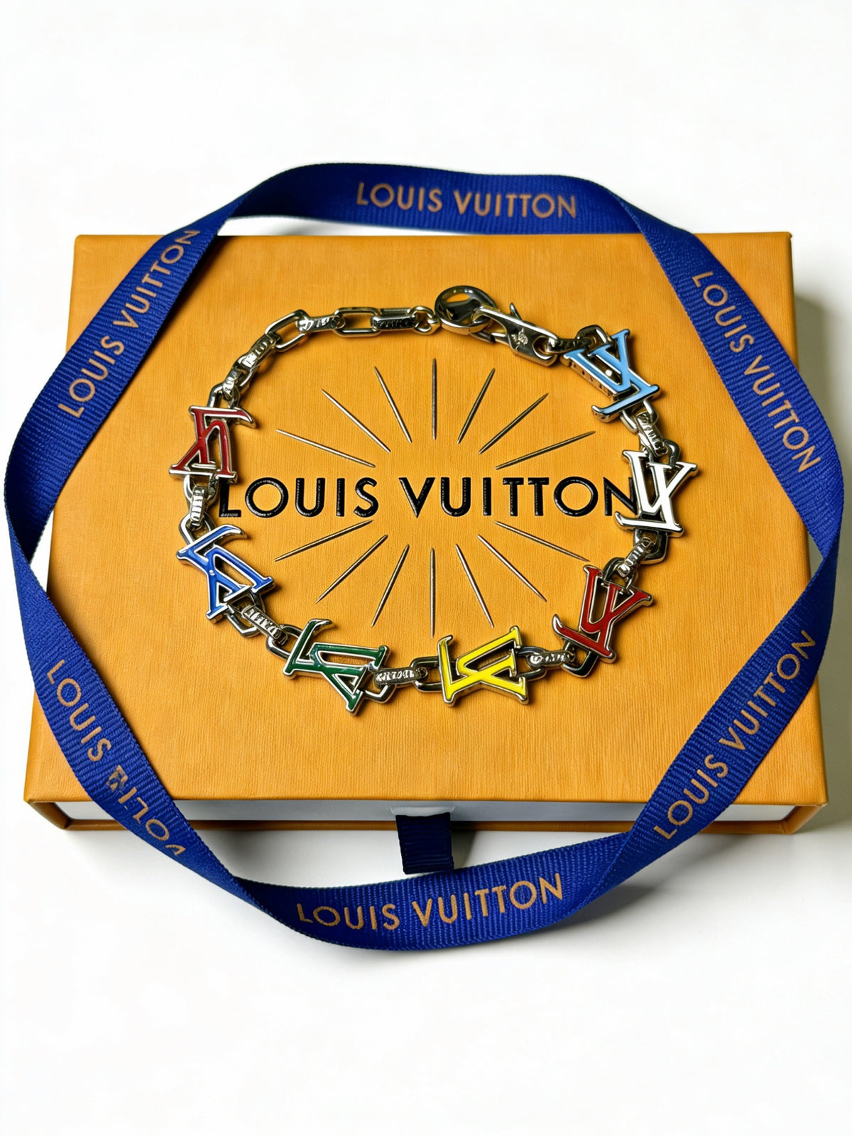 Louis Vuitton Silver-Tone Antiqued Cuban Link Chain Bracelet - album image 2