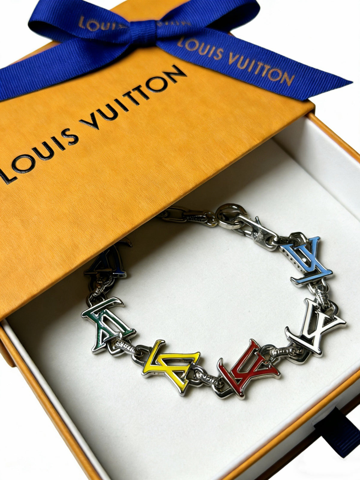 Louis Vuitton Silver-Tone Antiqued Cuban Link Chain Bracelet - album image 4