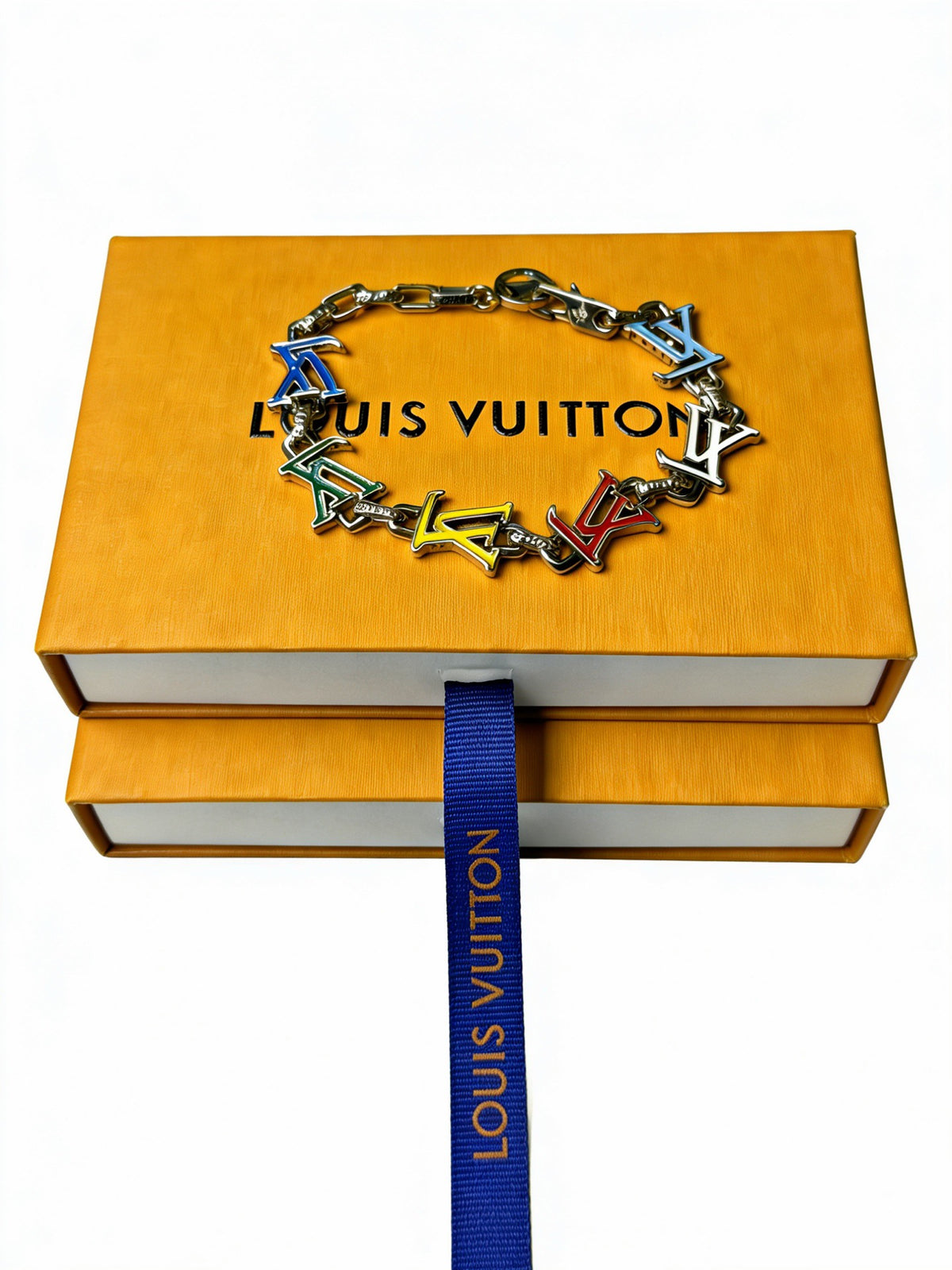 Louis Vuitton Silver-Tone Antiqued Cuban Link Chain Bracelet - album image 3
