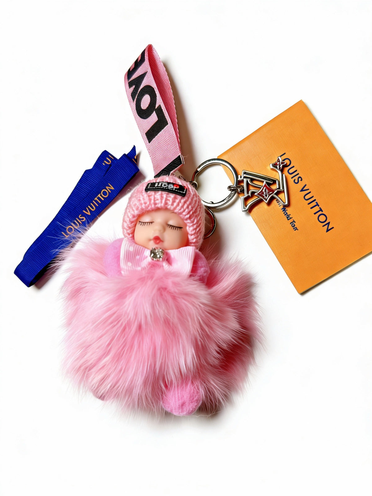 Louis Vuitton Pink Ribbon Keychain with Character Pendant - album image 5