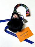 Louis Vuitton Black Furry Ball Keychain with Multicolor Loop - album image 1