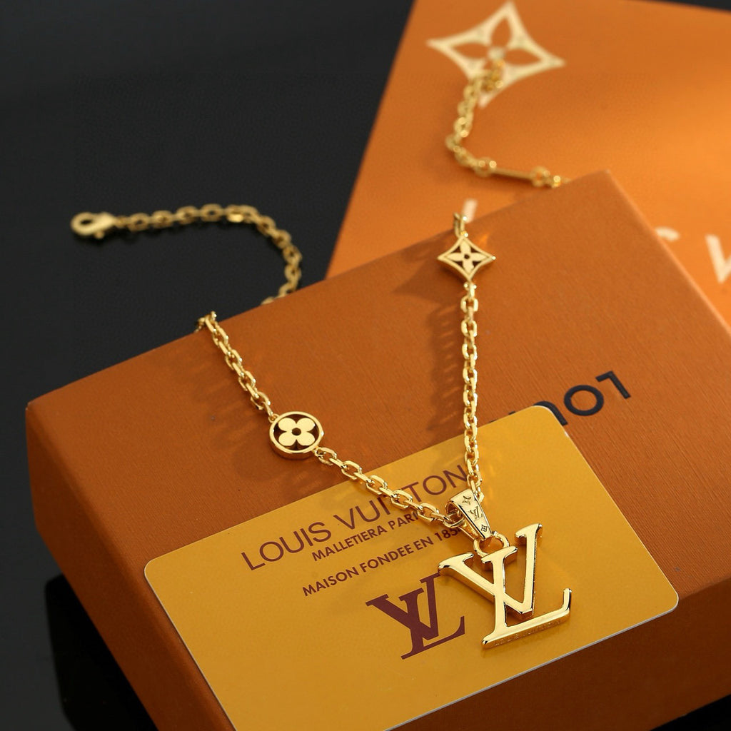 Louis Vuitton Gold-Tone LV Pendant Necklace - album image 2