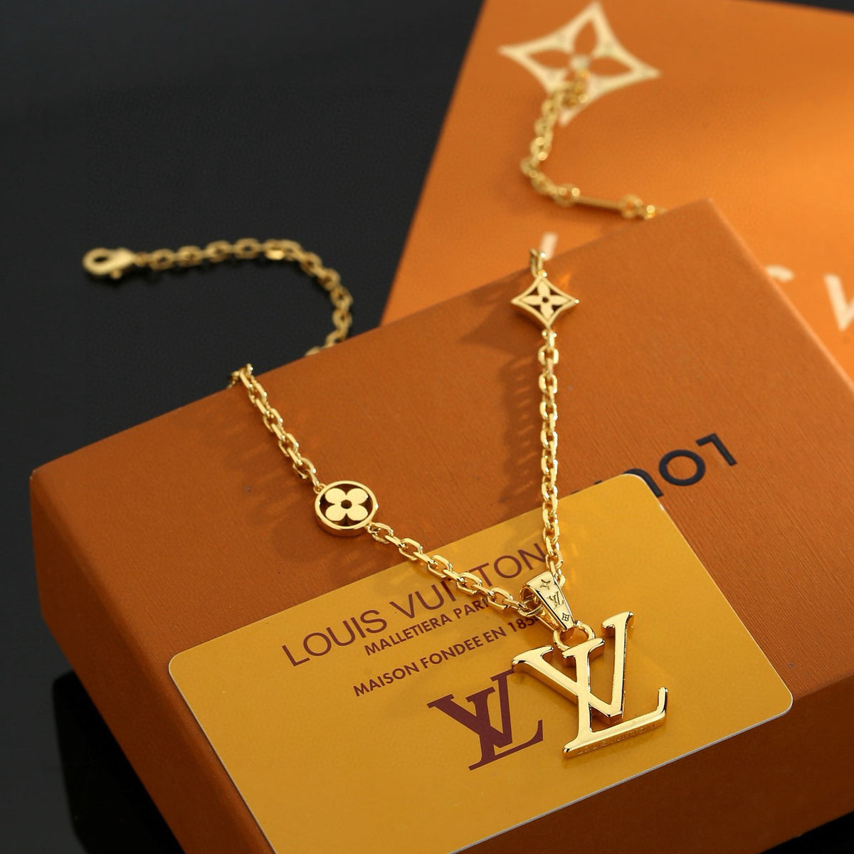 Louis Vuitton Gold-Tone LV Pendant Necklace - album image 2
