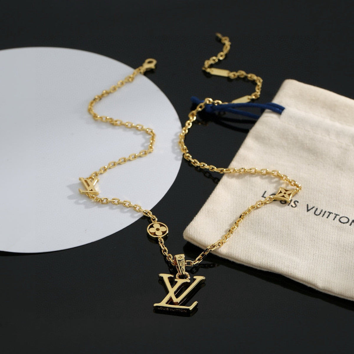 Louis Vuitton Gold-Tone LV Pendant Necklace - album image 5