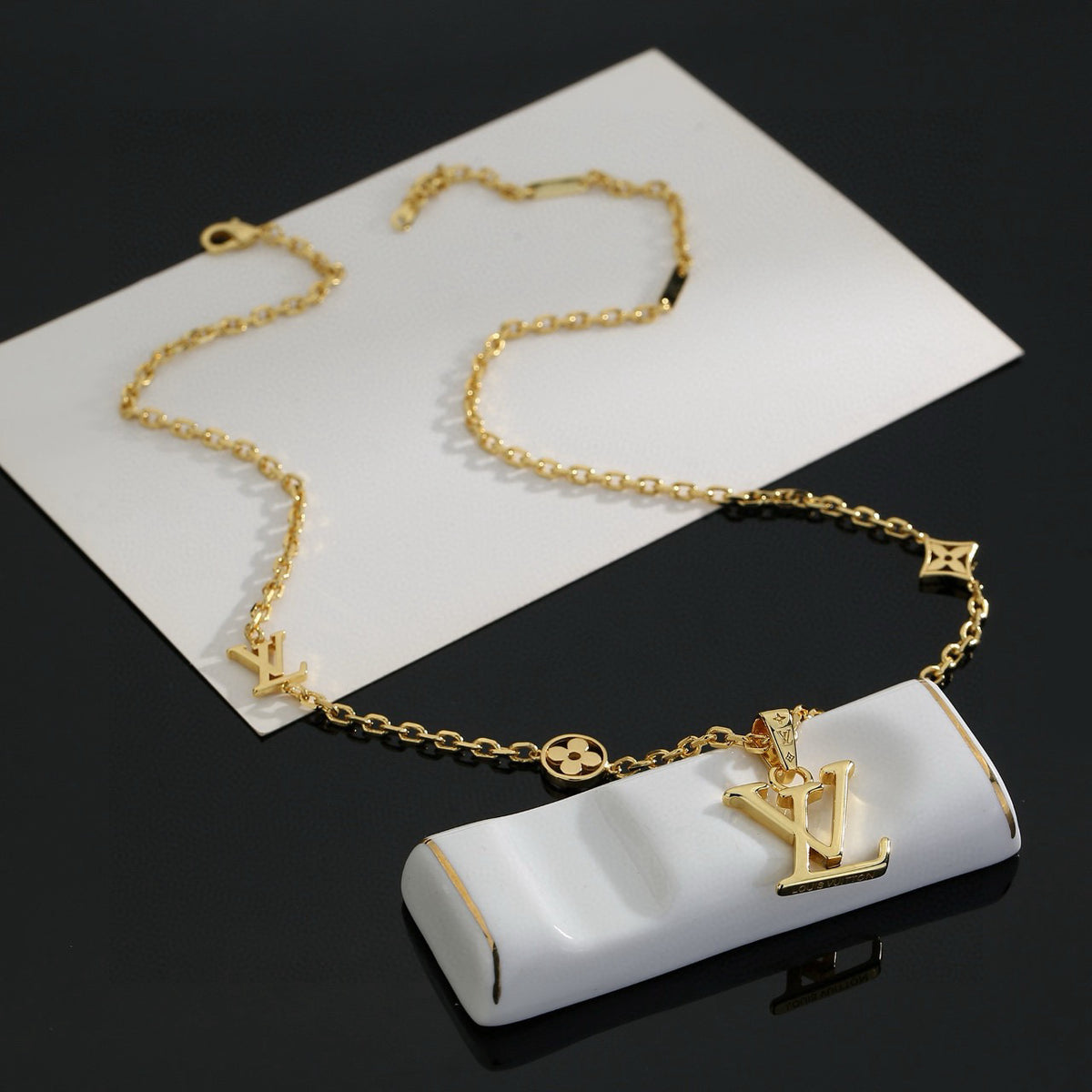Louis Vuitton Gold-Tone LV Pendant Necklace - album image 3