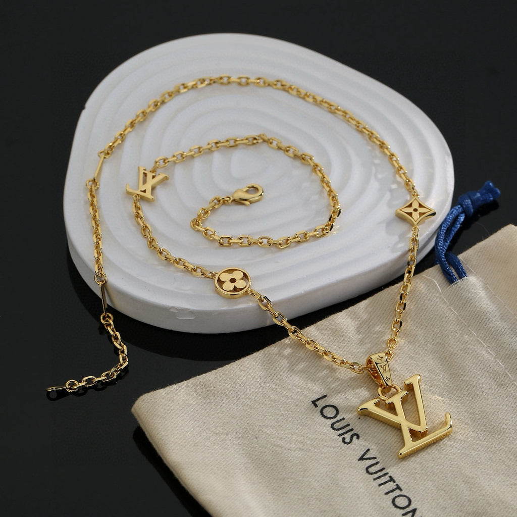 Louis Vuitton Gold-Tone LV Pendant Necklace - album image 4