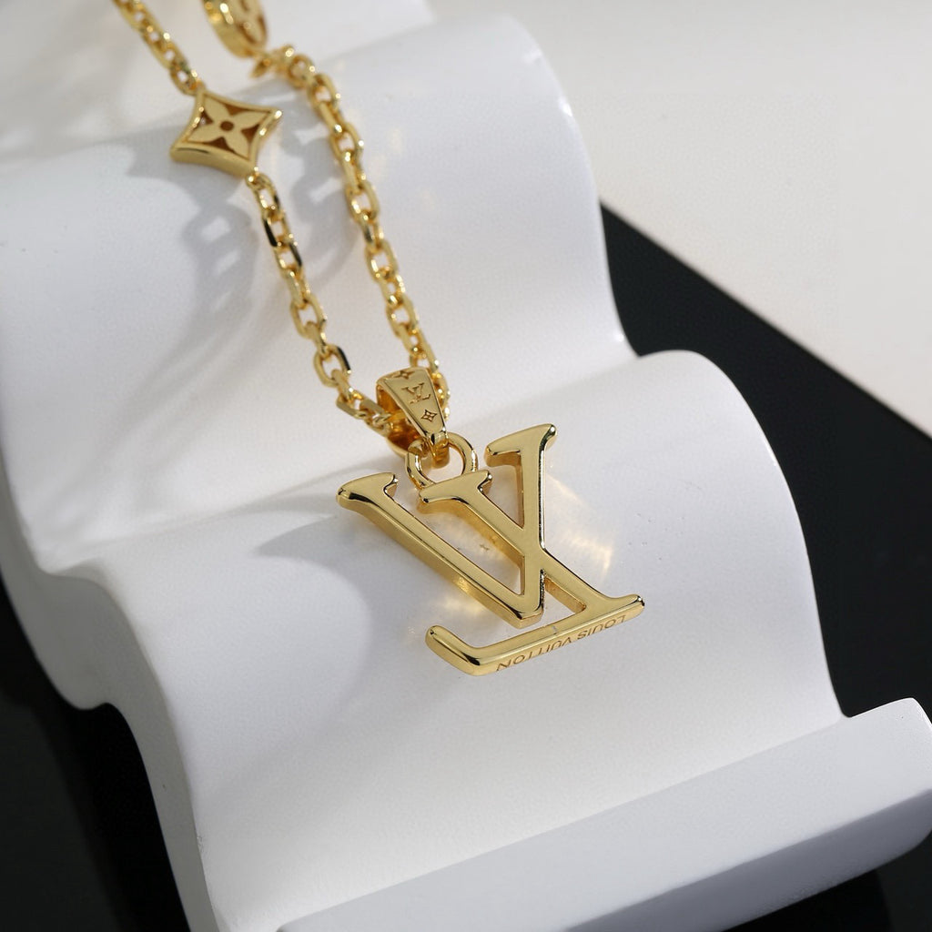 Louis Vuitton Gold-Tone LV Pendant Necklace - album image 6