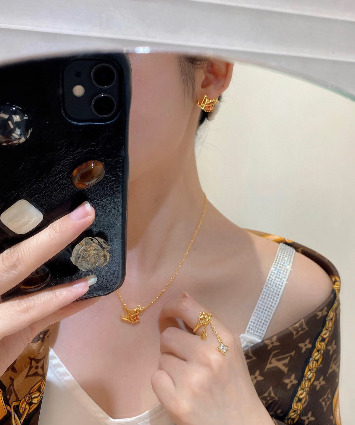 Louis Vuitton Multicolor LV Letter Crystal Accent Jewelry - Earrings or Necklace - album image 7