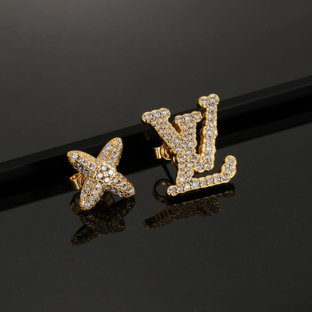 Louis Vuitton Gold-Tone LV and Flower Stud Earrings - album image 3